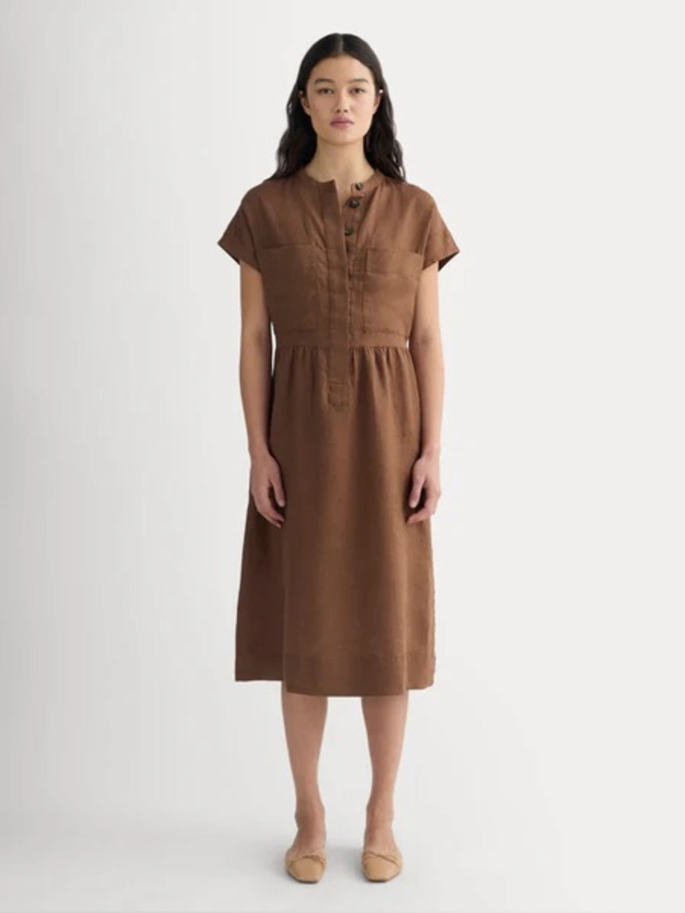 Everlane The Craft Dress Linen Cedarwood Medium